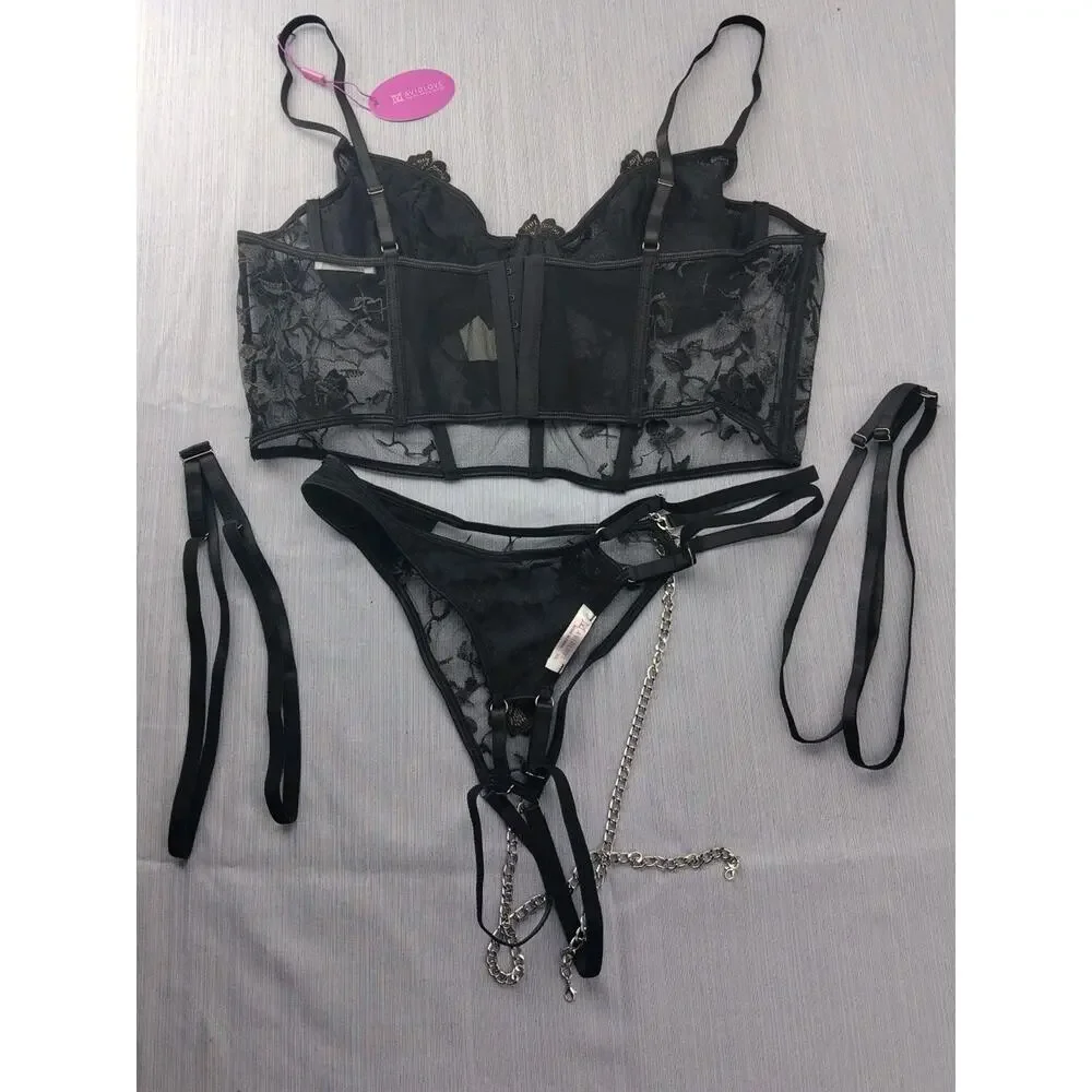 Women Plus Size Lingerie Set Sexy Mesh Coset Top Size XXL